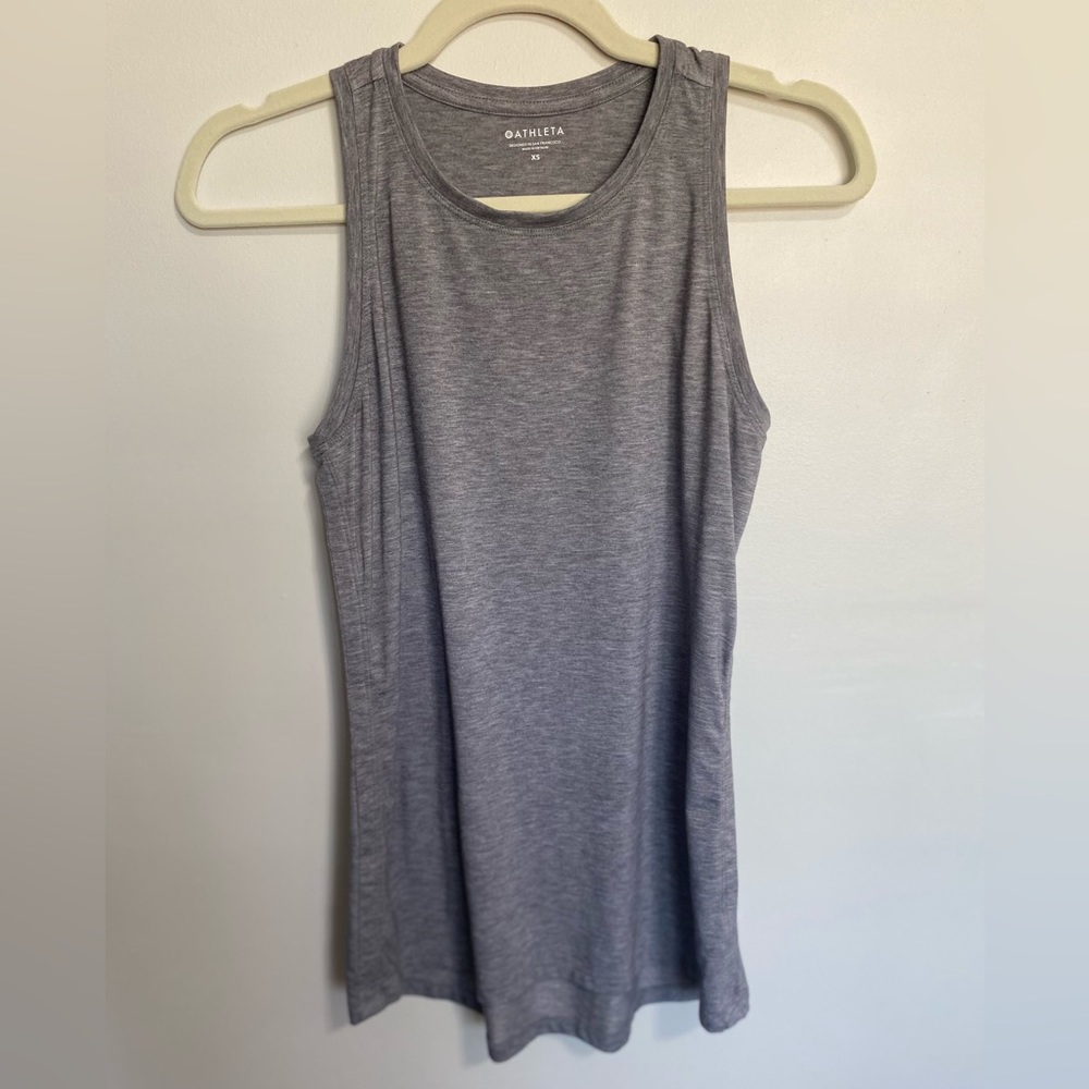 Athleta Gray Racerback Athletic Tank Top Size XS Workout Yoga - Picture 7 of 7